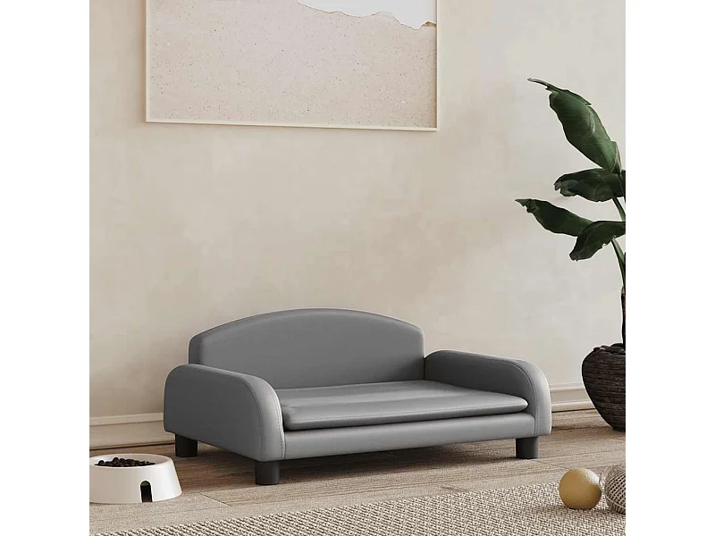 Lit pour chien gris 70x45x30 cm similicuir