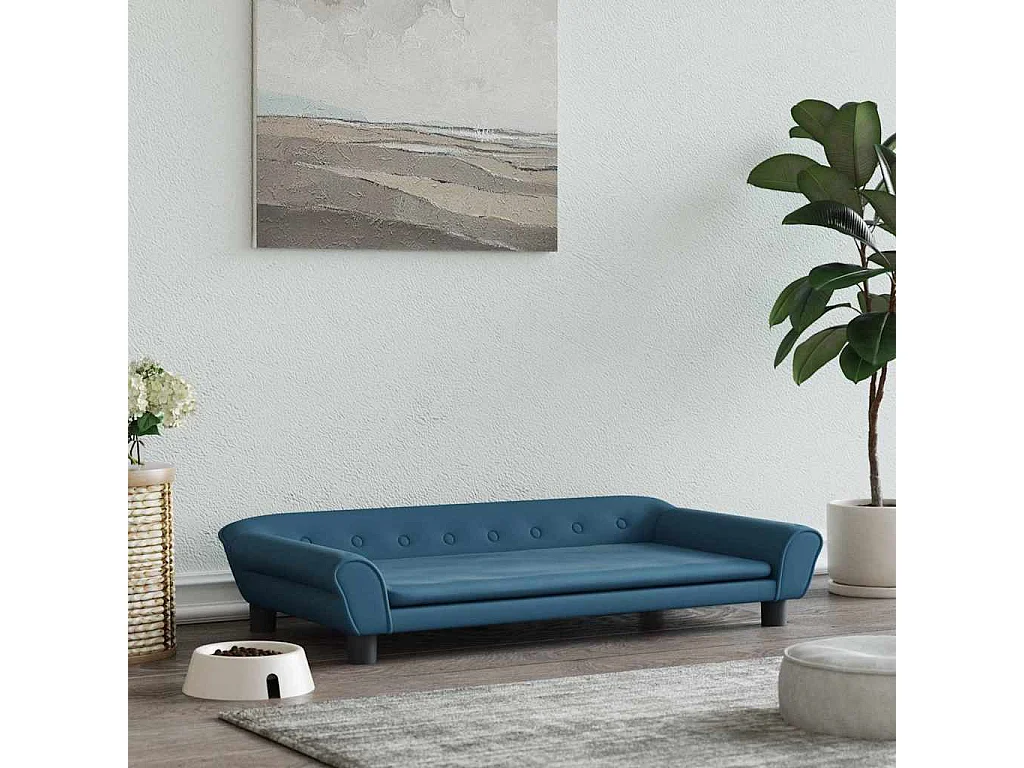 Cama para perro azul 100x50x21 cm terciopelo