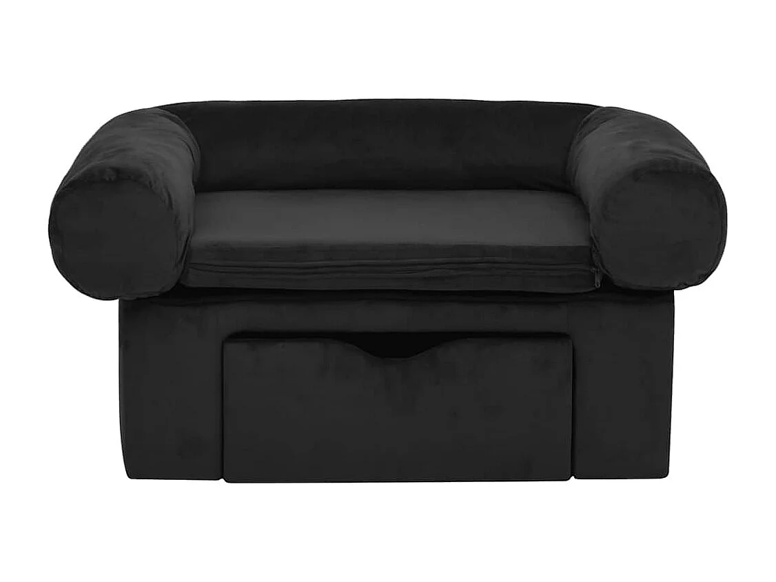 Sofá para perro con cajón Negro 75x50x38 cm Peluche