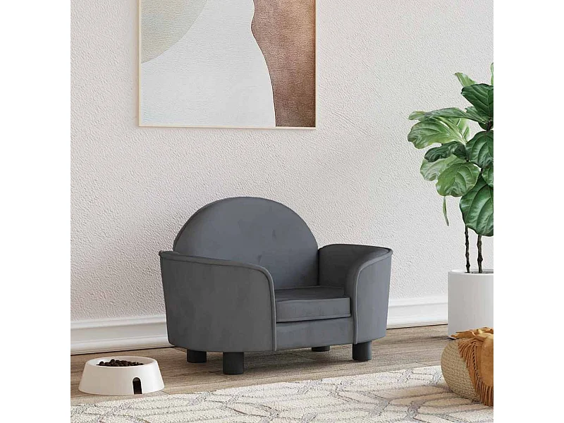 Lit pour chien gris foncé 66x40x45 cm velours