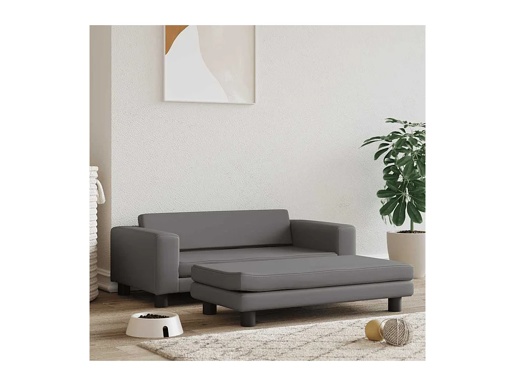 Hondenbed met verlengstuk grijs 100x50x30 cm kunstleer