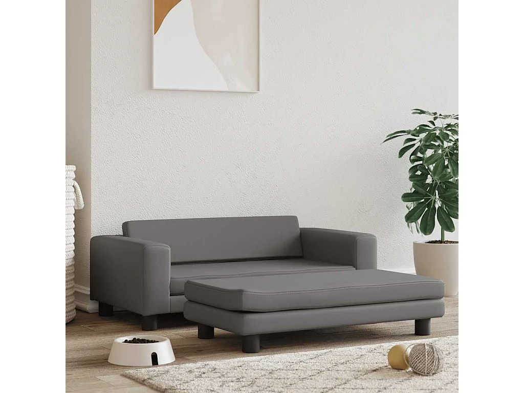 Hondenbed met verlengstuk grijs 100x50x30 cm kunstleer