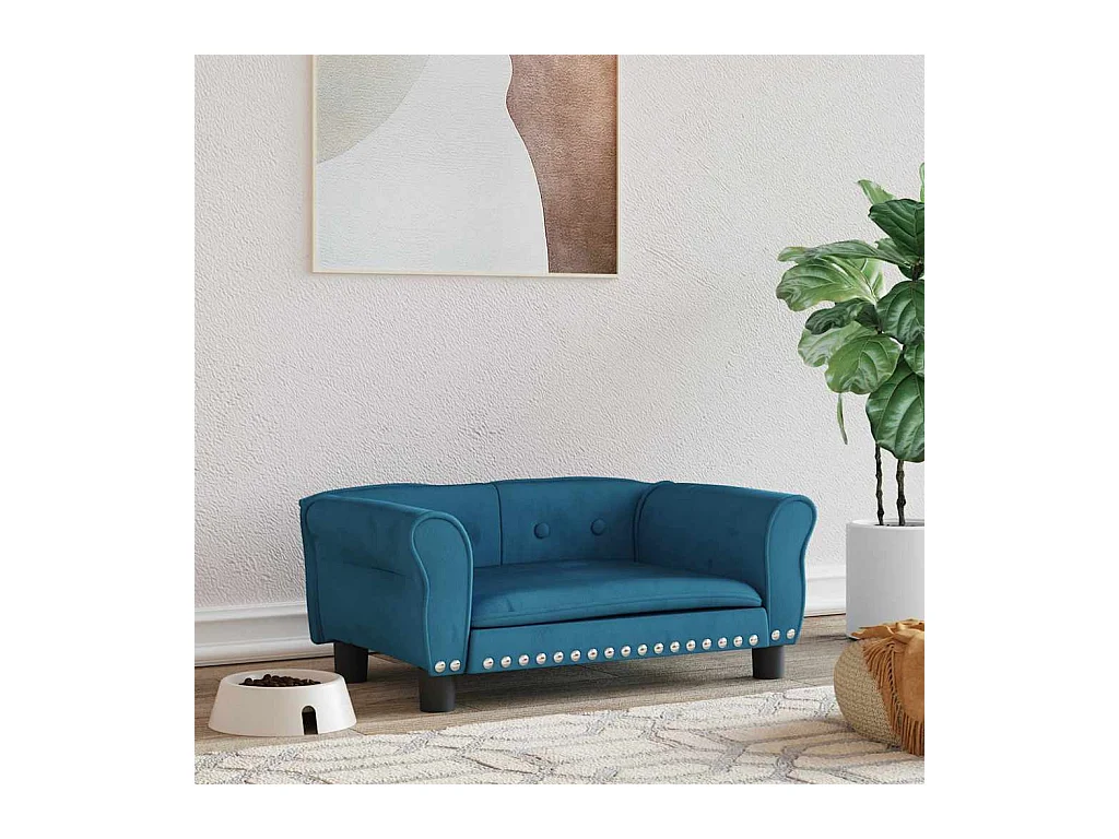 Lit pour chien bleu 70x45x30 cm velours