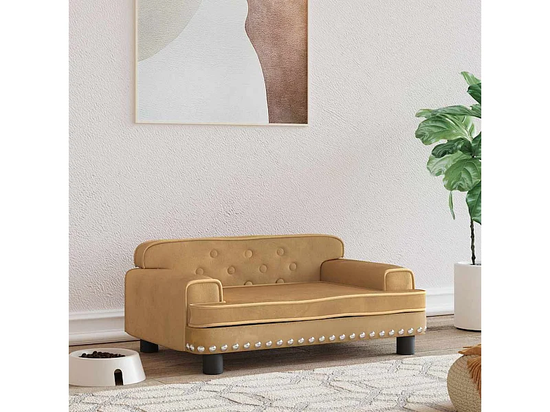 Lit pour chien marron 70x45x30 cm velours