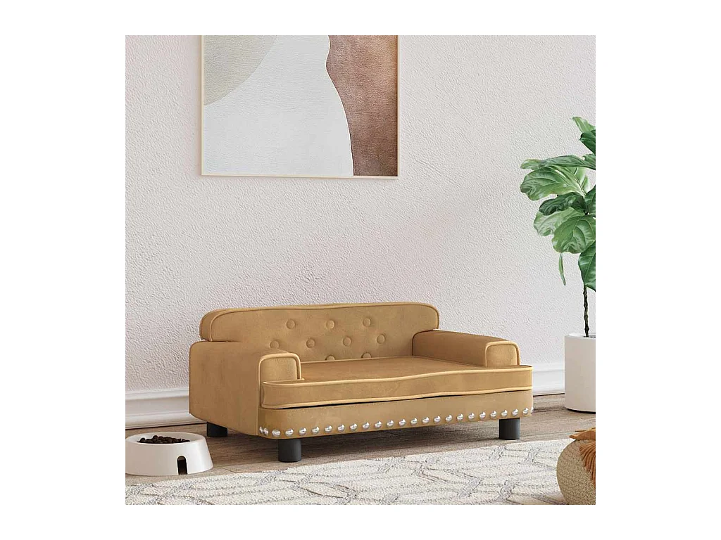 Lit pour chien marron 70x45x30 cm velours