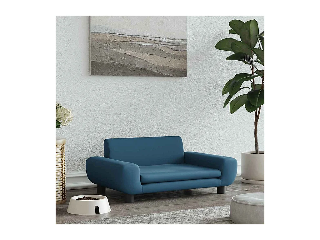 Lit pour chien bleu 70x45x33 cm velours