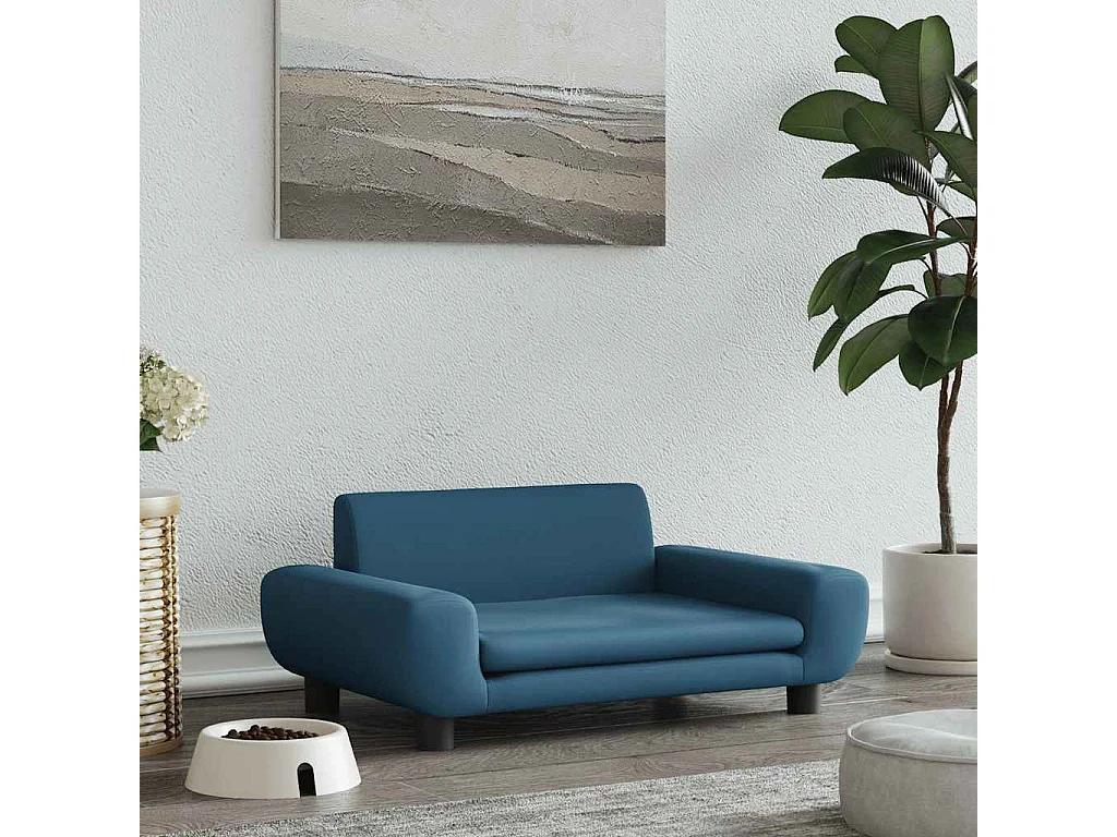 Cama para perro azul 70x45x33 cm terciopelo