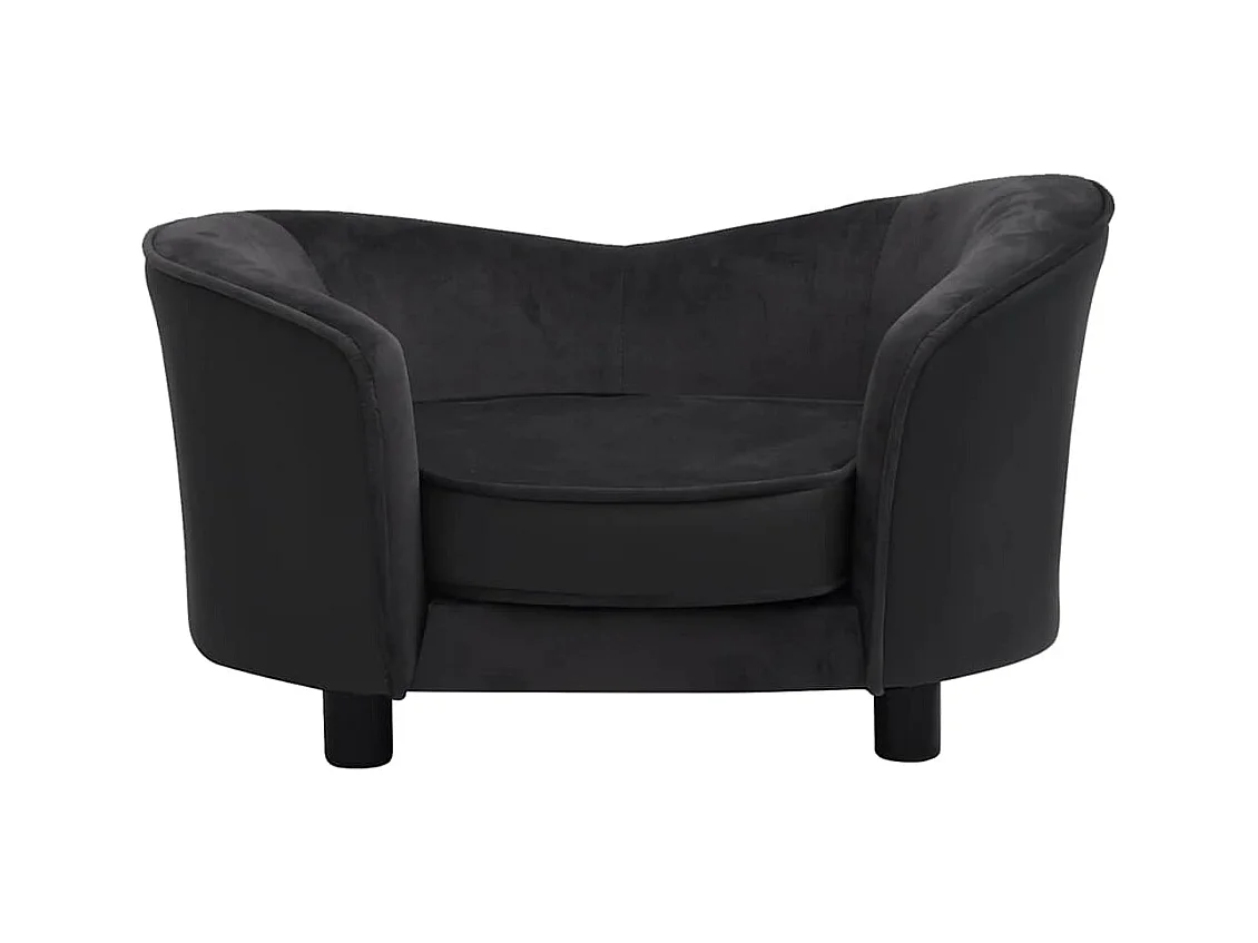 Sofá Perro Negro 69x49x40 cm Peluche y Piel Sintética