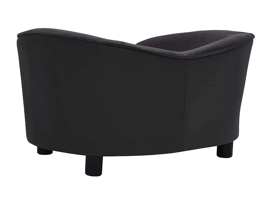 Sofá Perro Negro 69x49x40 cm Peluche y Piel Sintética