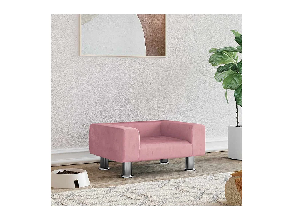 Lit pour chien rose 50x40x26,5 cm velours