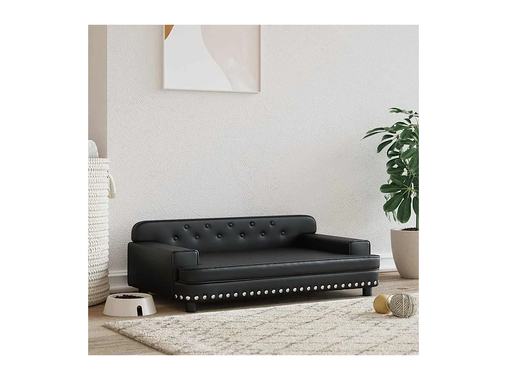 Lit pour chien noir 90x53x30 cm similicuir