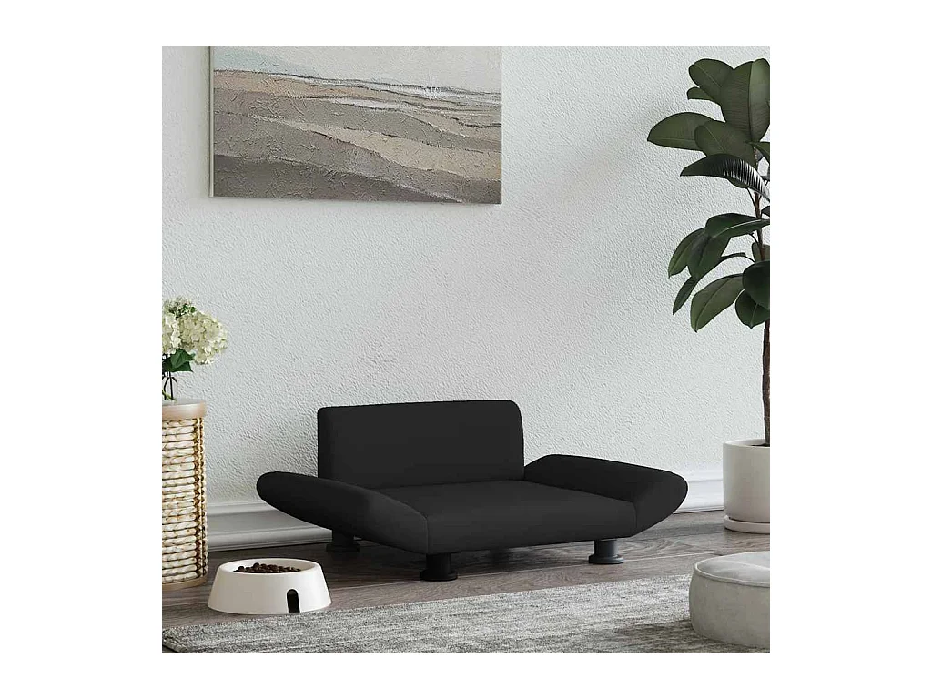 Lit pour chien noir 70x45x28 cm tissu