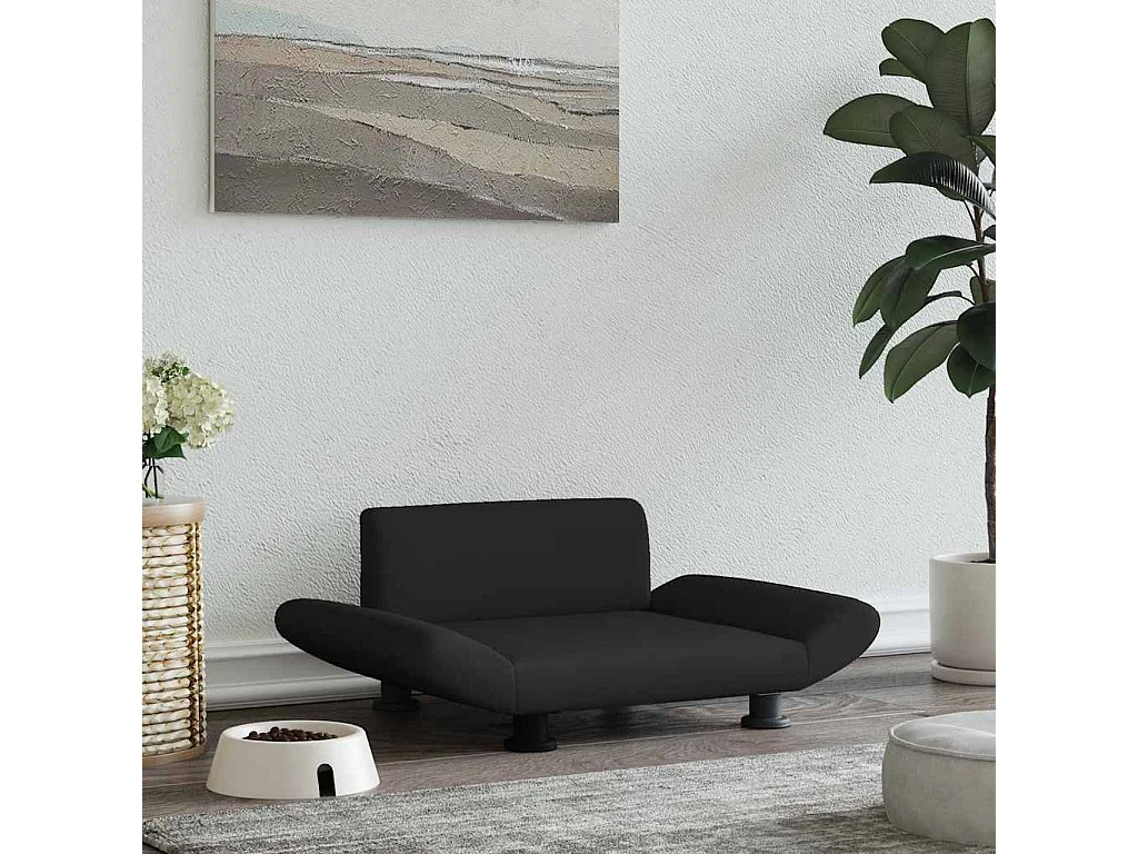 Lit pour chien noir 70x45x28 cm tissu