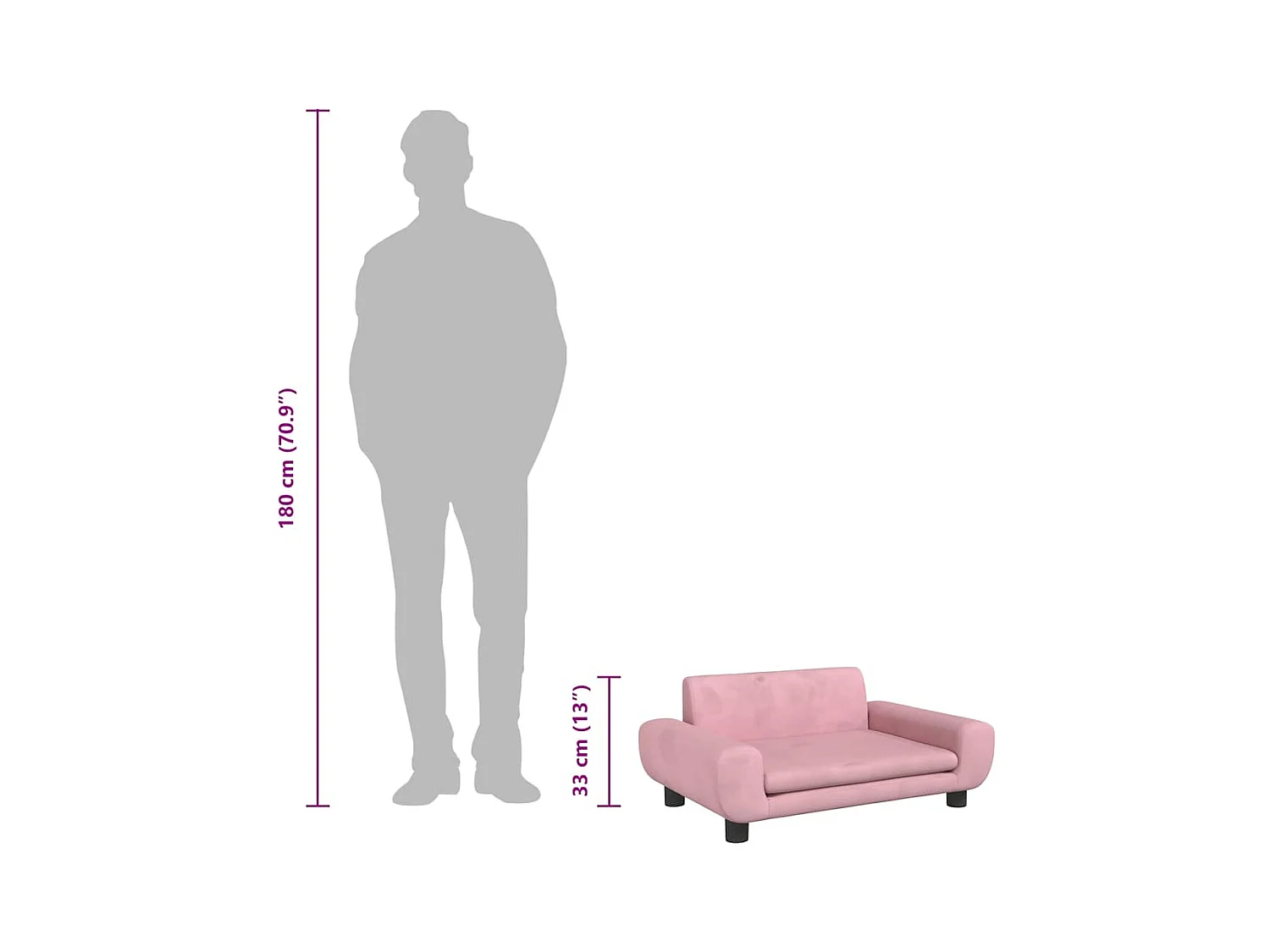 Cuccia rosa per cani 70x45x33 cm in velluto