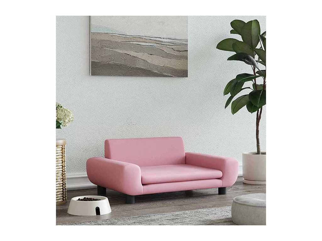 Lit pour chien rose 70x45x33 cm velours