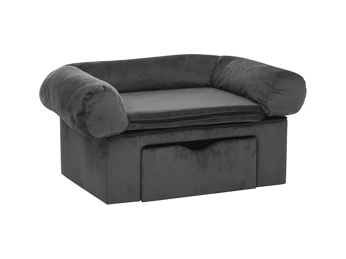 Canapé pour chien avec tiroir Gris foncé 75x50x38 cm Peluche