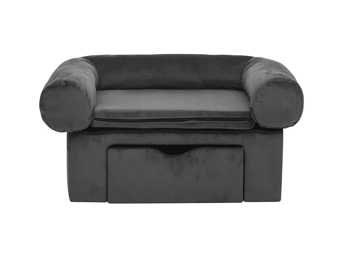 Canapé pour chien avec tiroir Gris foncé 75x50x38 cm Peluche