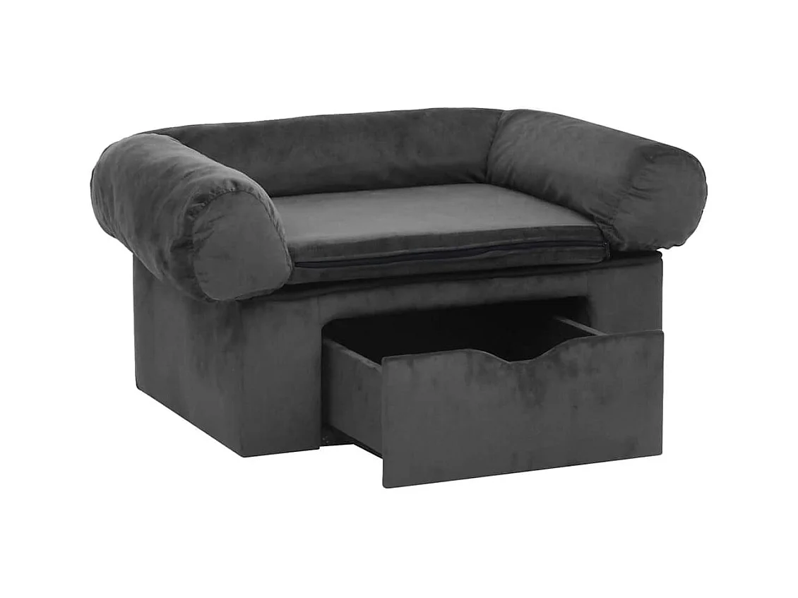 Canapé pour chien avec tiroir Gris foncé 75x50x38 cm Peluche