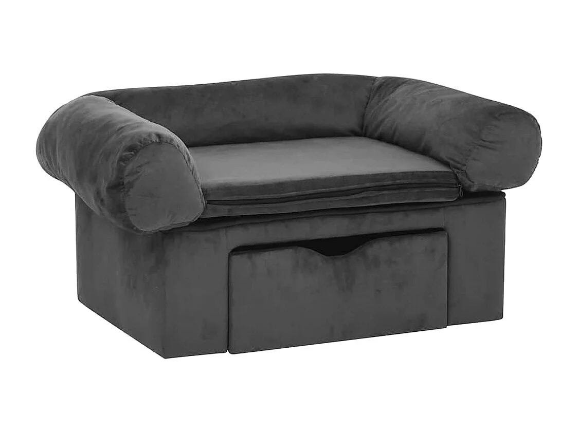 Canapé pour chien avec tiroir Gris foncé 75x50x38 cm Peluche