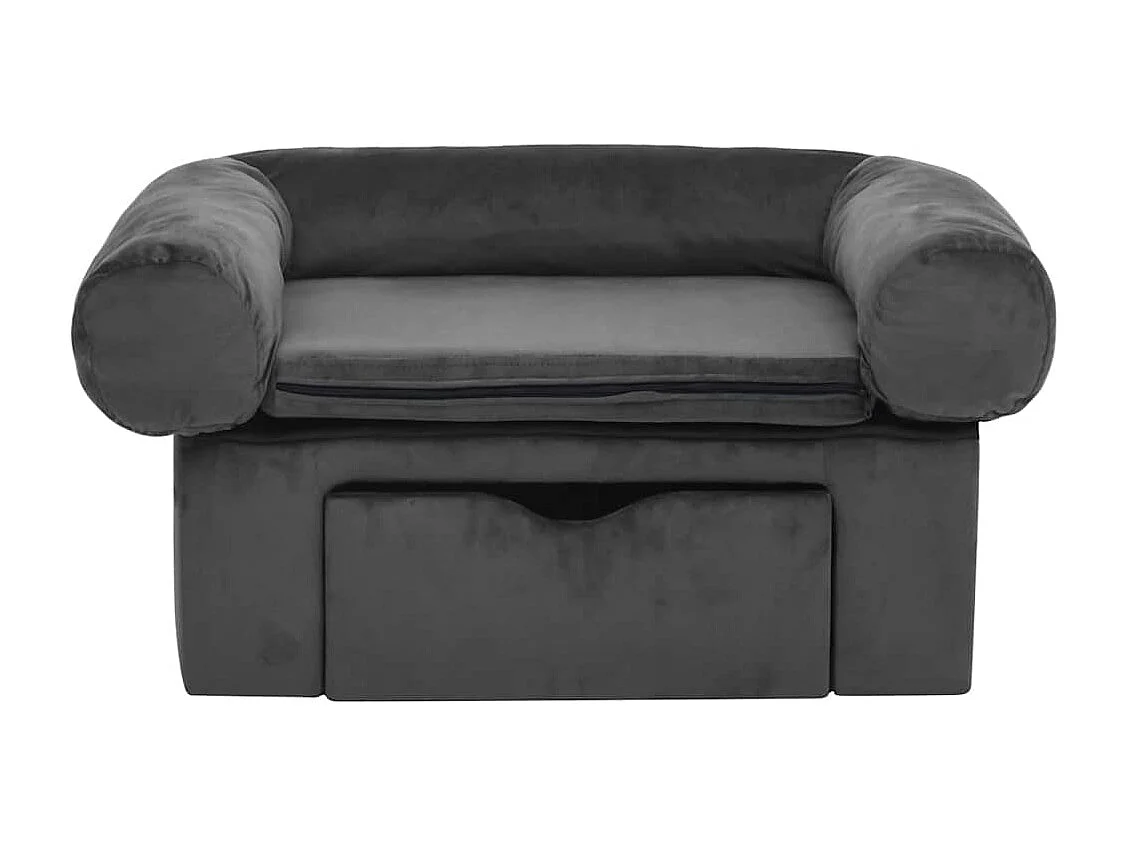 Canapé pour chien avec tiroir Gris foncé 75x50x38 cm Peluche