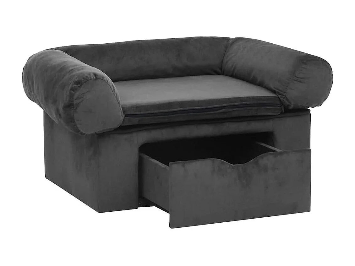 Canapé pour chien avec tiroir Gris foncé 75x50x38 cm Peluche