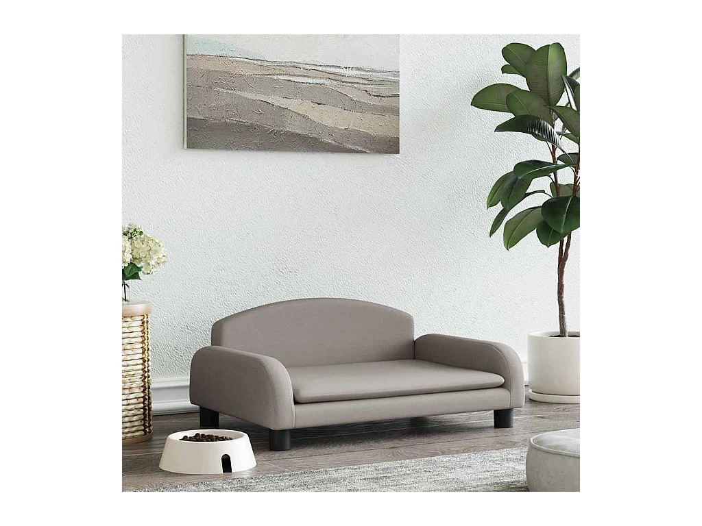 Lit pour chien taupe 70x45x30 cm tissu