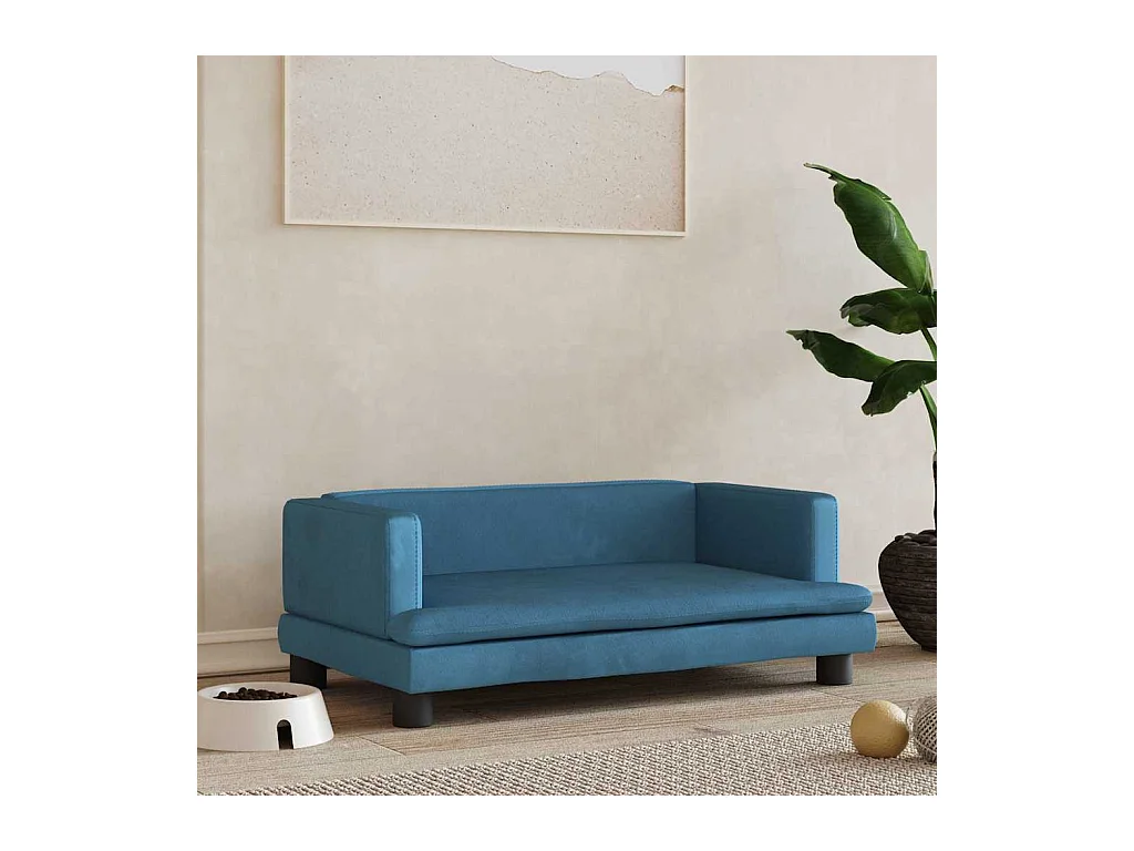 Lit pour chien bleu 80x45x30 cm velours