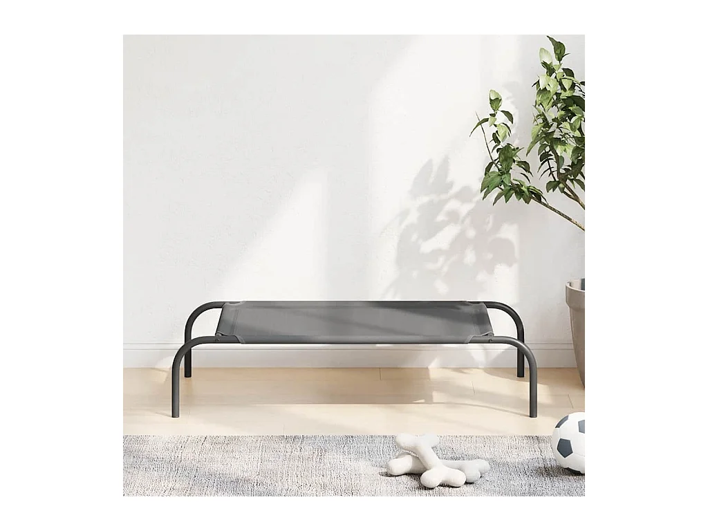Lit surélevé pour chien gris 90x50x20 cm textilène et acier