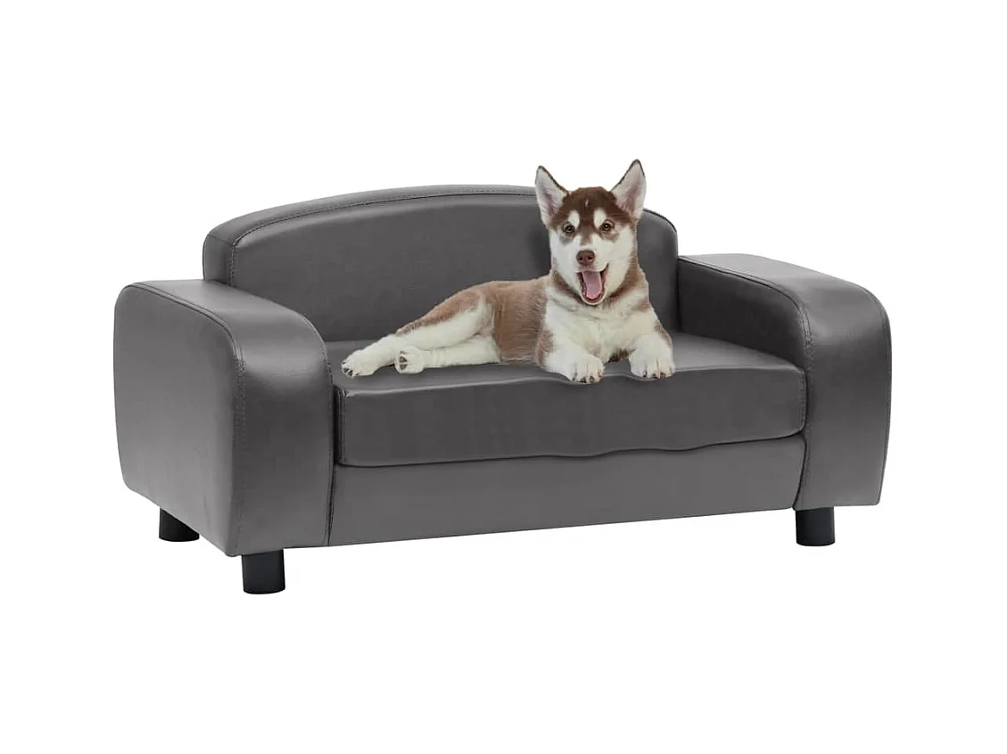 Sofá para perro gris 80x50x40 cm piel sintética