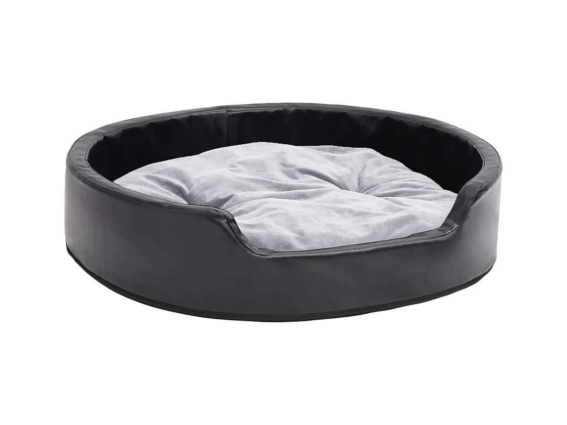 Cama para perro Negra y gris 79x70x19 cm Peluche y polipiel