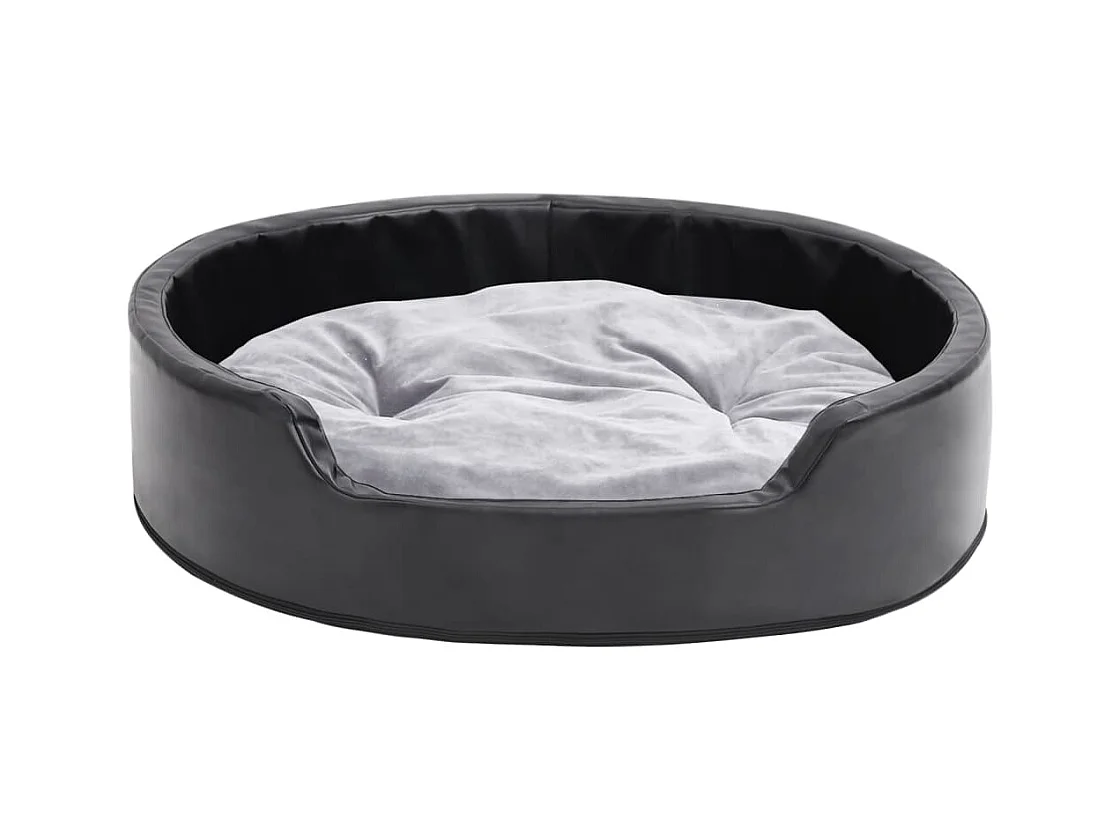 Cama para perro Negra y gris 79x70x19 cm Peluche y polipiel