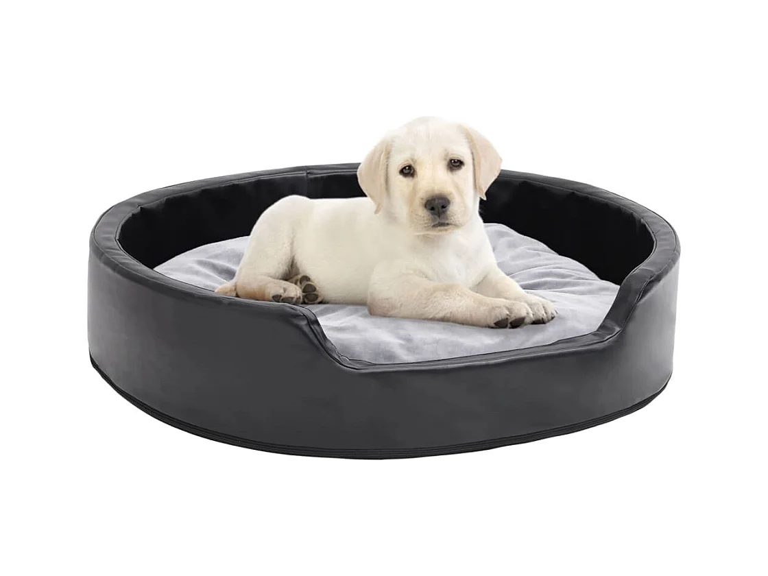 Hondenbed Zwart en grijs 79x70x19 cm Pluche en imitatieleer