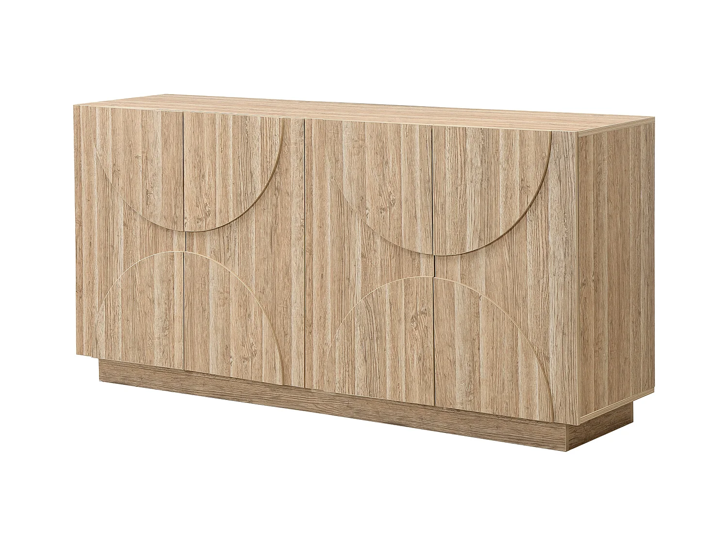 Buffet avec rebondisseur - 160 x 40 x 80 cm - avec 4 portes - naturel clair