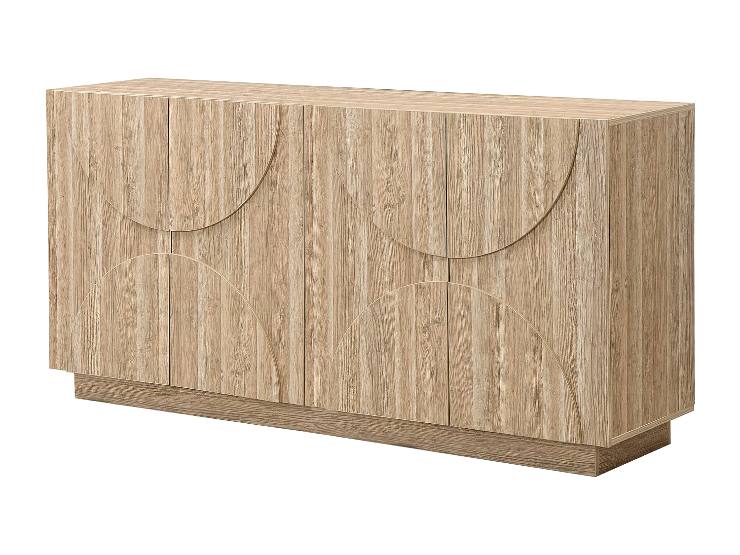 Buffet avec rebondisseur - 160 x 40 x 80 cm - avec 4 portes - naturel clair