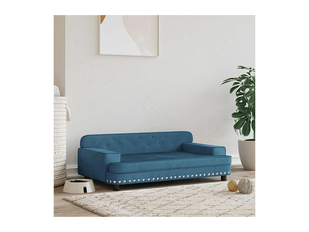 Lit pour chien bleu 90x53x30 cm velours