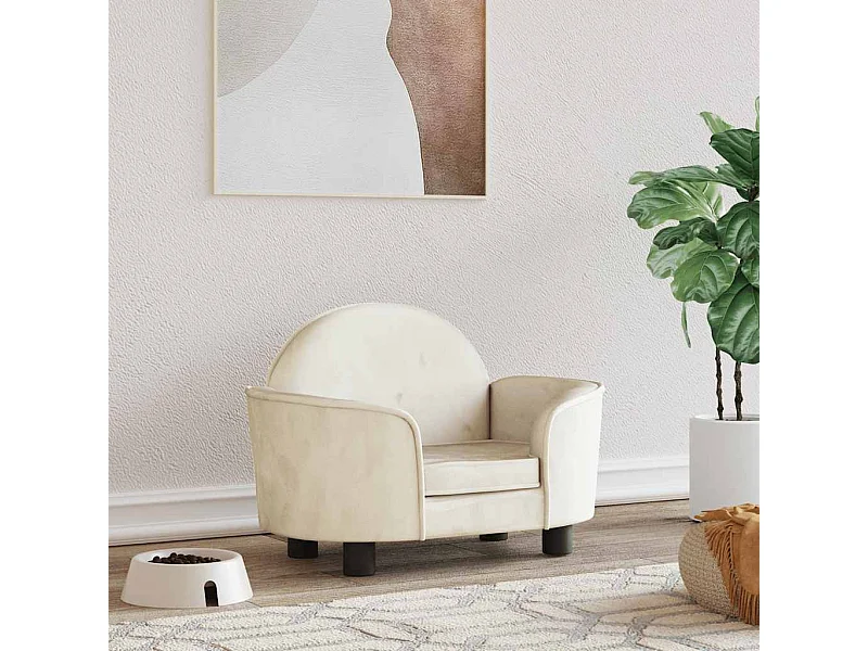 Crème hondenbed 66x40x45 cm fluweel