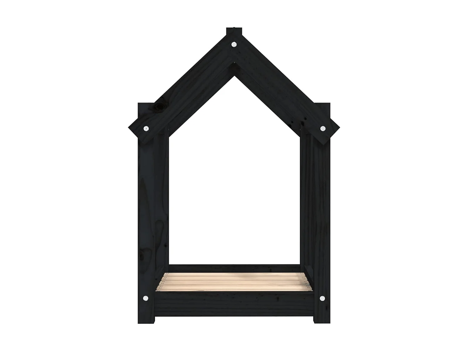 Cama para perro negra 61x50x70 cm madera maciza de pino