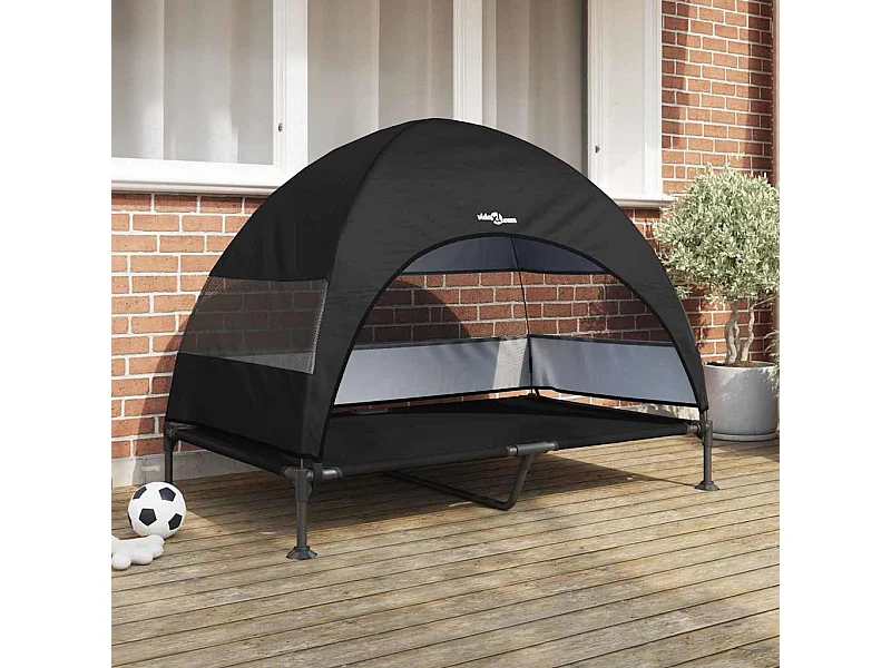 Cama elevada para perros negra 127 x 81 x 108 cm Tela y acero