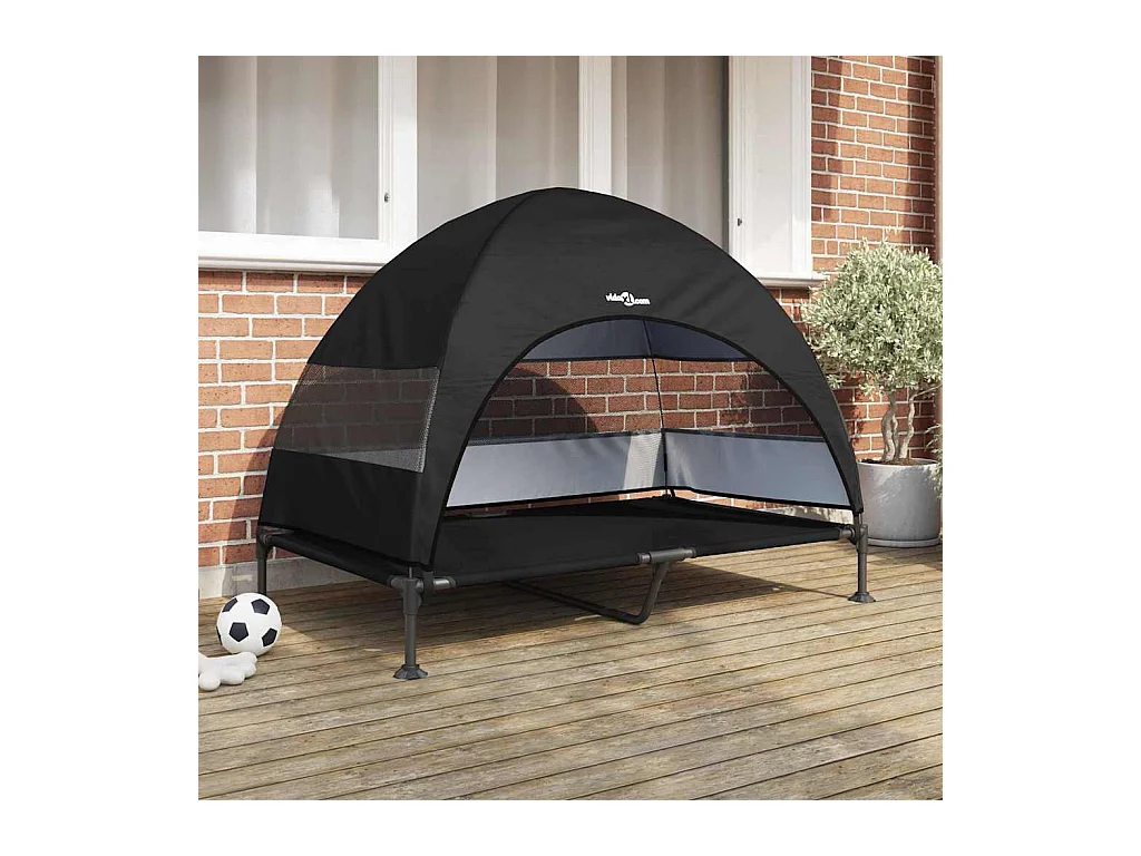 Cama elevada para perros negra 127 x 81 x 108 cm Tela y acero