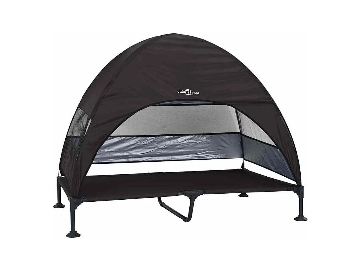 Cama elevada para perros negra 127 x 81 x 108 cm Tela y acero