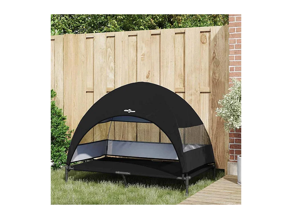 Cama elevada para perros negra 127 x 81 x 108 cm Tela y acero
