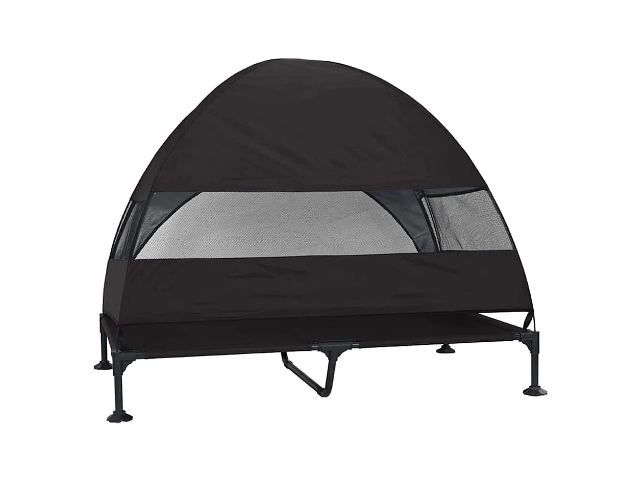 Cama elevada para perros negra 127 x 81 x 108 cm Tela y acero