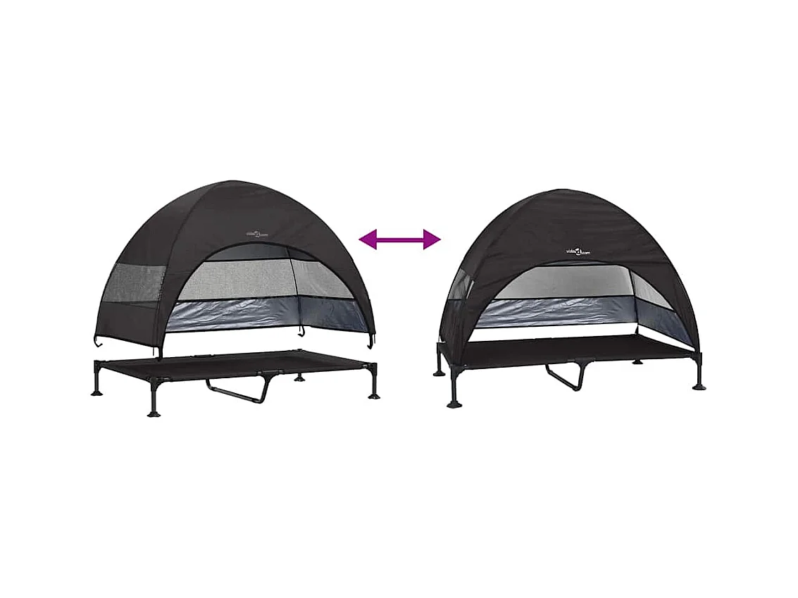 Cama elevada para perros negra 127 x 81 x 108 cm Tela y acero