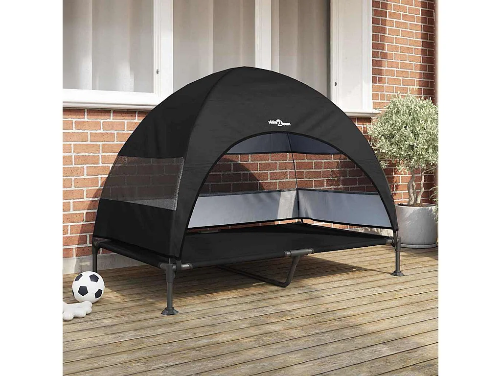 Lit surélevé pour chien Noir 127 x 81 x 108 cm Tissu et acier