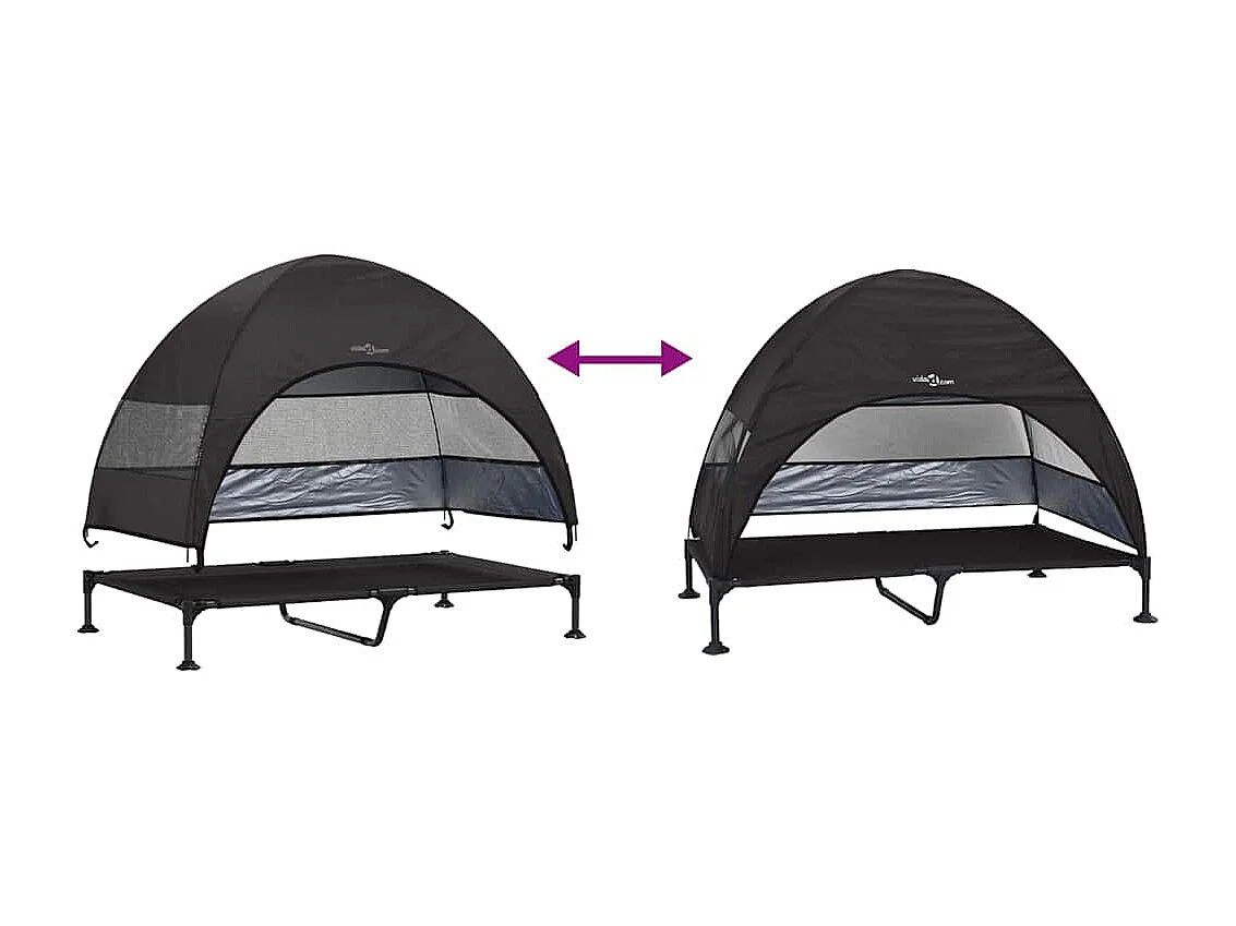 Lit surélevé pour chien Noir 127 x 81 x 108 cm Tissu et acier