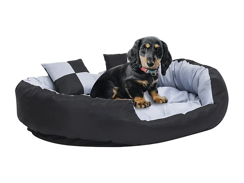Coussin réversible lavable pour chien Gris et noir 110x80x23 cm