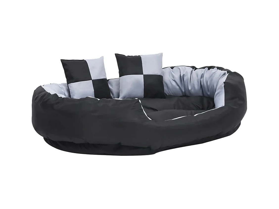 Cojín reversible lavable para perro Gris y negro 110x80x23 cm