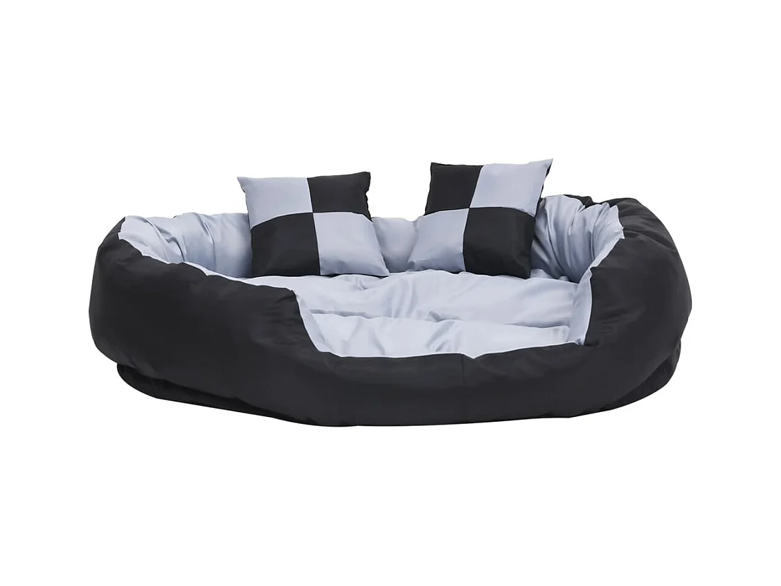 Cojín reversible lavable para perro Gris y negro 110x80x23 cm