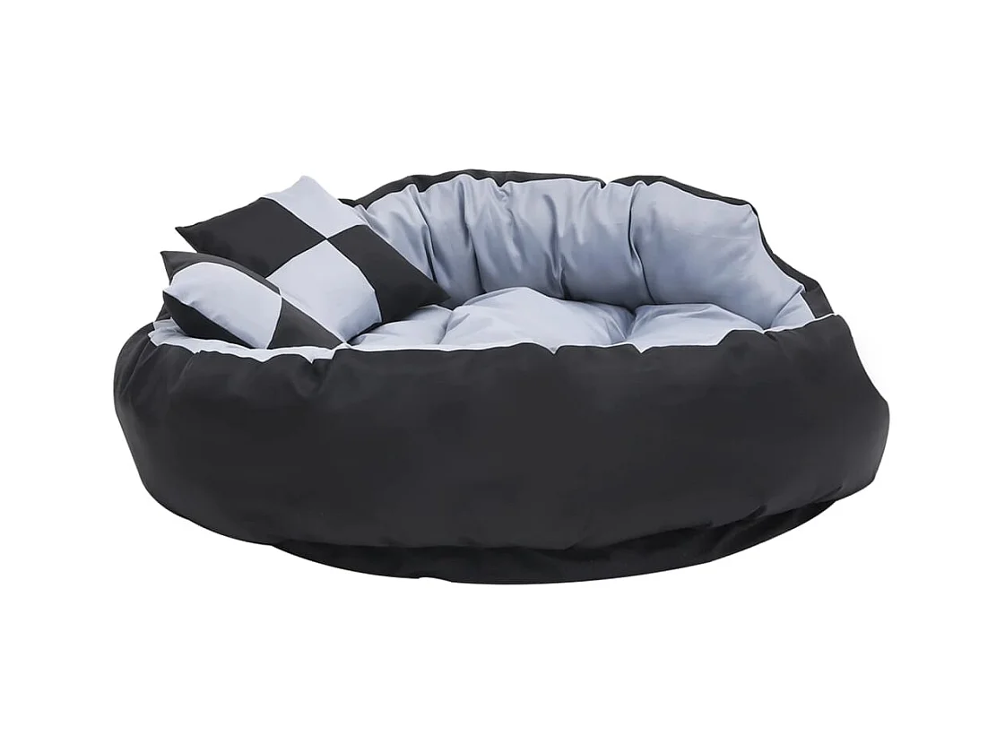 Cojín reversible lavable para perro Gris y negro 110x80x23 cm