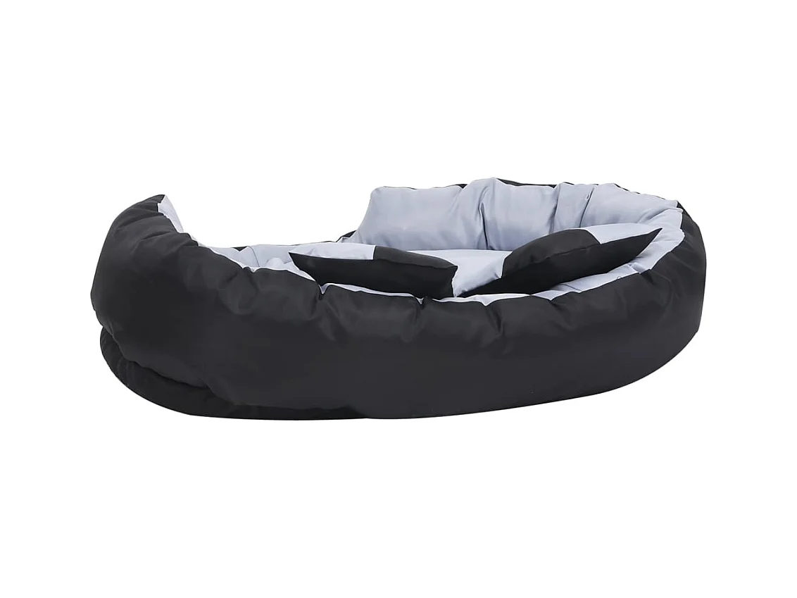 Cojín reversible lavable para perro Gris y negro 110x80x23 cm